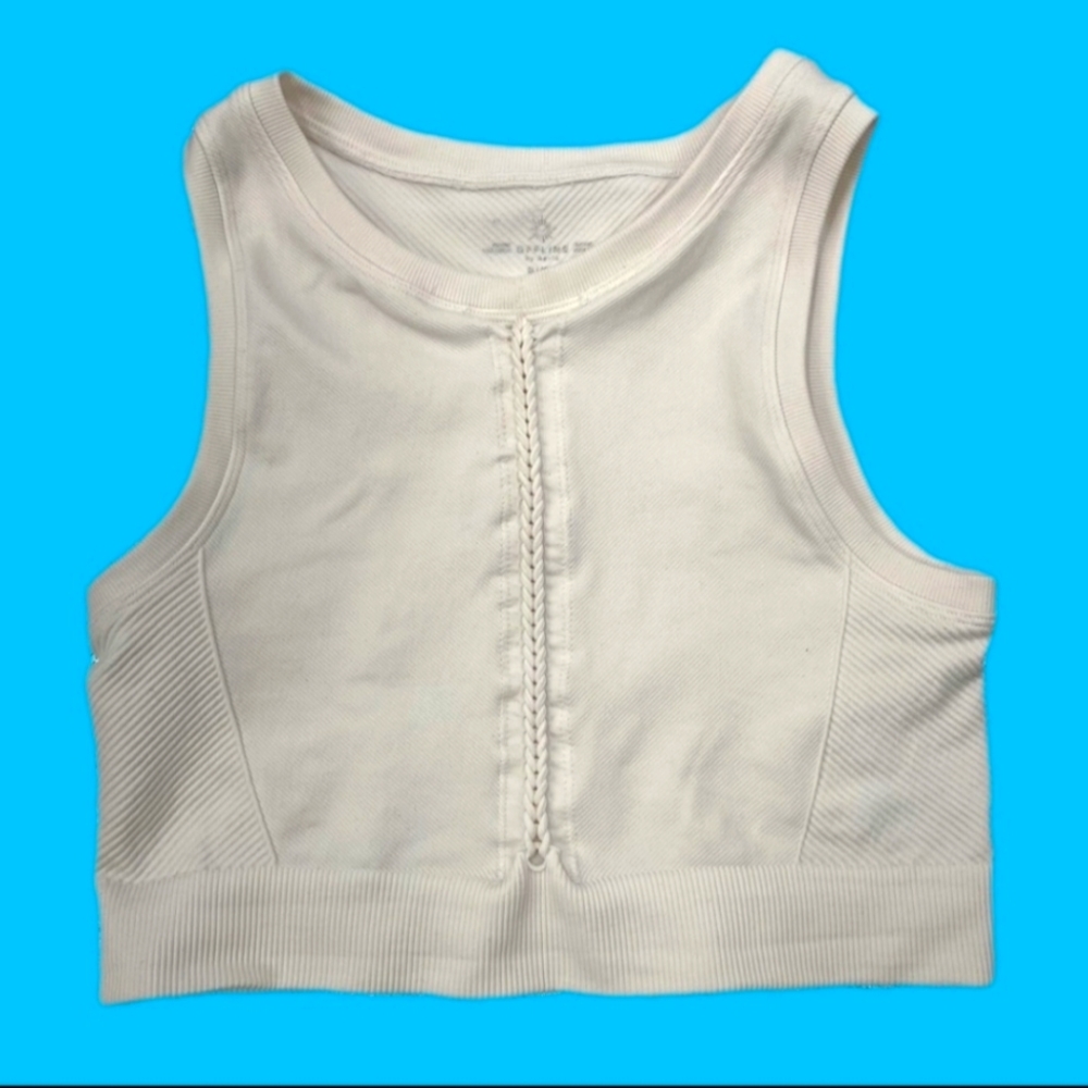 OFFLINE AERIE Crop Fitness Top White Sleeveless Medium